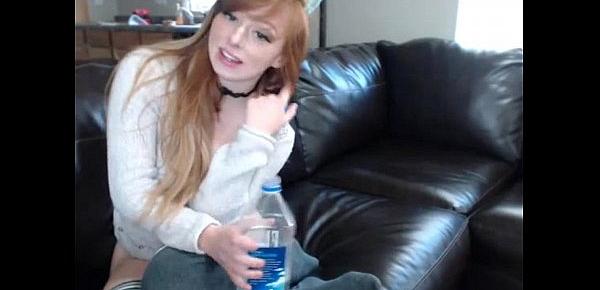  Cute redhead with cat ears plays live on cam! - check out megahotwebcams.com